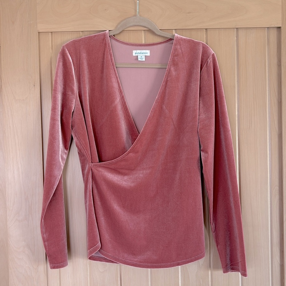 Sundance Faux Velvet Crossover Top